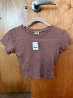 NWT FREE PEOPLE MAUVE GAUZE TEE,SIZE S
